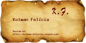 Kolman Felícia névjegykártya